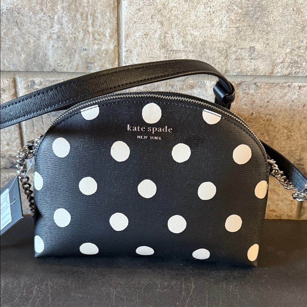 NWT Kate Spade Morgan Black and White Polka Dot Crossbody Bag